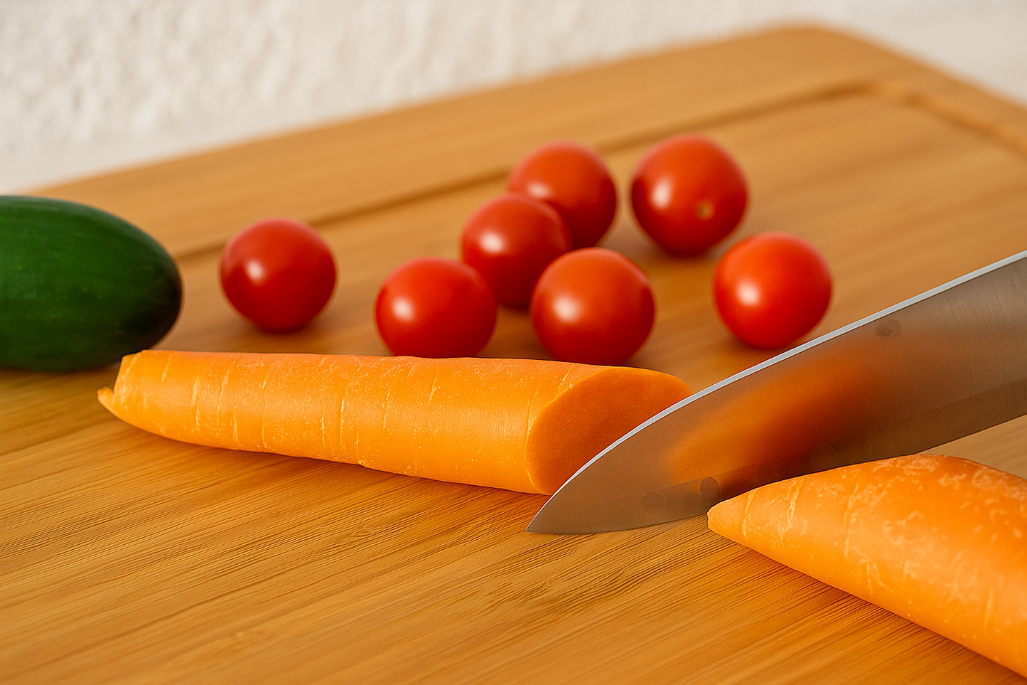 Tabla de cortar de bambú con báscula digital y portacuchillos magnético: tabla de cocina inteligente y ecológica 3 en 1