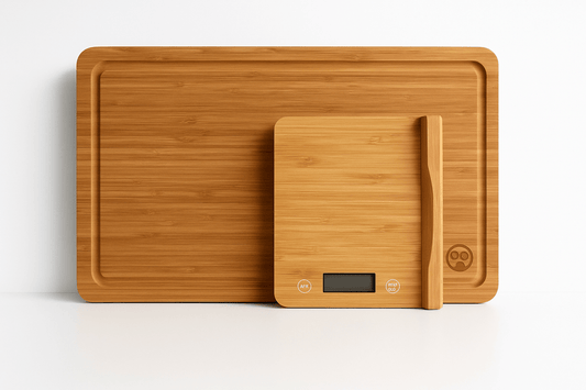 Bamboo Cutting Board with Digital Scale and Magnetic Knife Holder - 3 in 1 Eco - Friendly Smart Kitchen Board - Bodega75