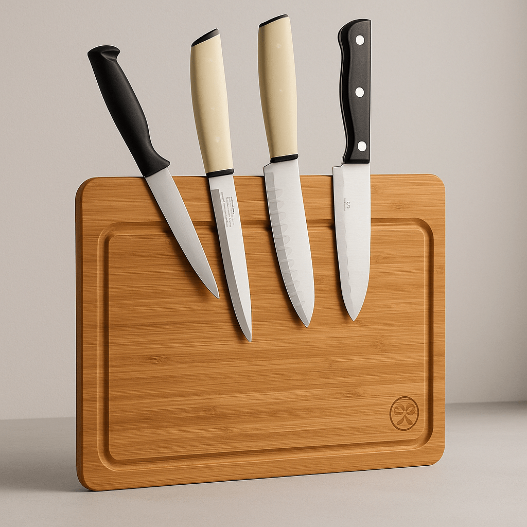 Bamboo Cutting Board with Digital Scale and Magnetic Knife Holder - 3 in 1 Eco - Friendly Smart Kitchen Board - Bodega75