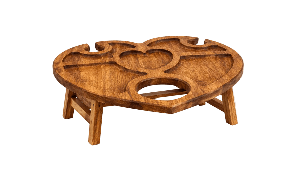 Portable Wooden Wine Table Heart - Bodega75