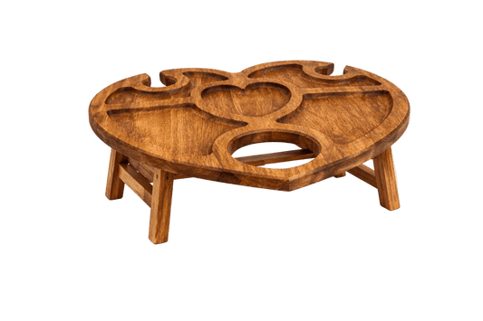 Portable Wooden Wine Table Heart - Bodega75